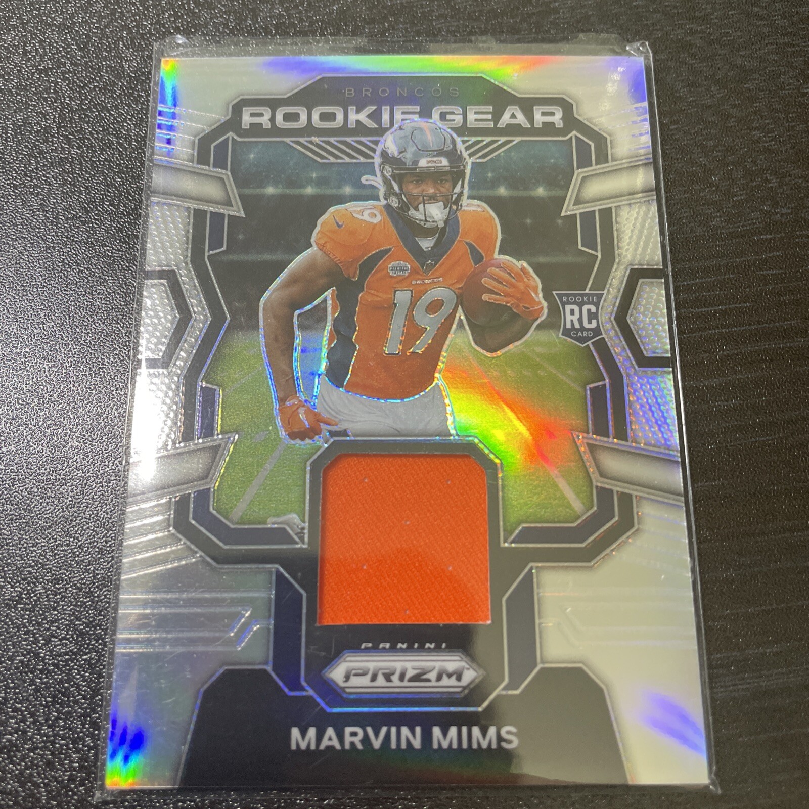 2023 Prizm Marvin Mims Silver Prizm Rookie Gear Jersey RC #RG-MMS Broncos