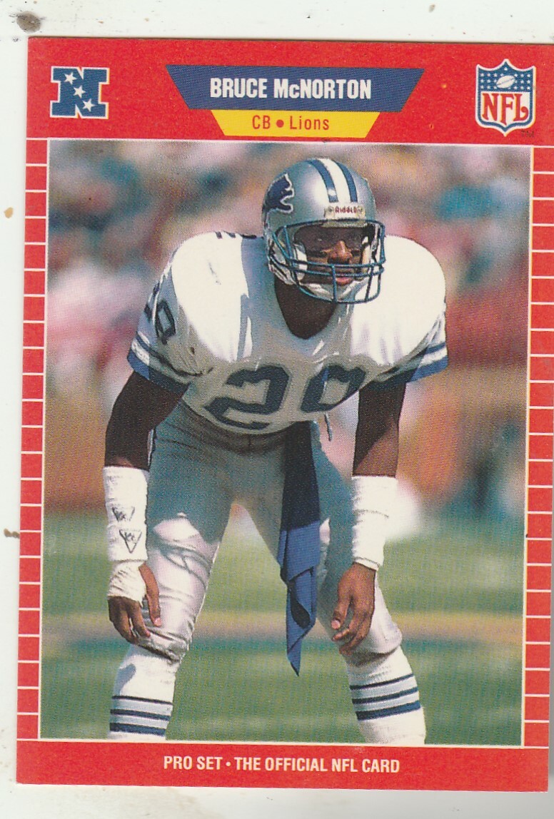 FREE SHIPPING-MINT-1989 Pro Set Bruce McNorton #454 LIONS PLUS BONUS CARDS