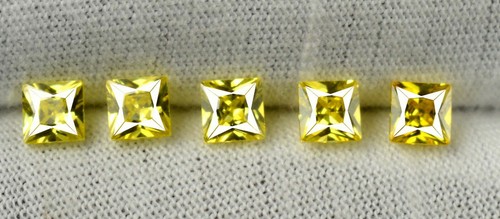 Lotto 5 pz zaffiro giallo 2,95 ct/3 mm taglio quadrato naturale certificato GM30 - Foto 8 di 8