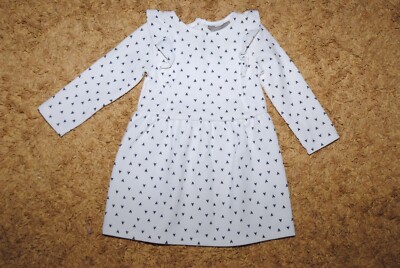 Primark Mädchen weiß und schwarz Herzmuster Kleid Alter 18-24 Monate