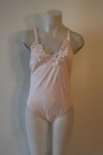 Womens Only Hearts Pink Crochet Trim Bodysuit Sz S