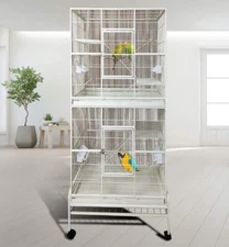 76" X-LARGE Double Stacker Bird Flight Cockatiel Aviaries Breeding Rolling Cage