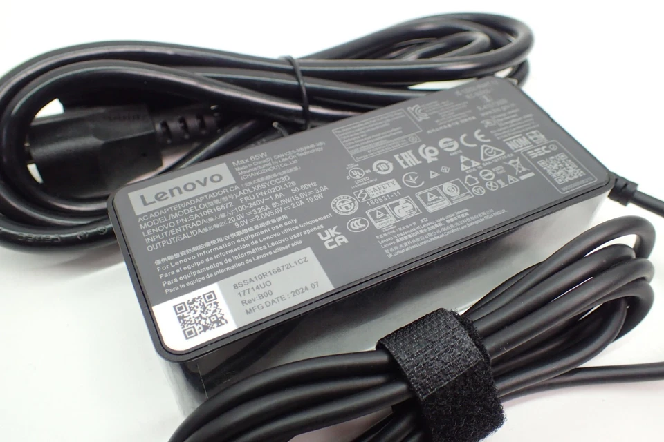Genuine OEM Lenovo 65W USB-C Power Adapter Charger ThinkPad Yoga E14 E15 - Image 2 of 3