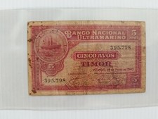 Rare 1940 Timor 5 avos bank note.