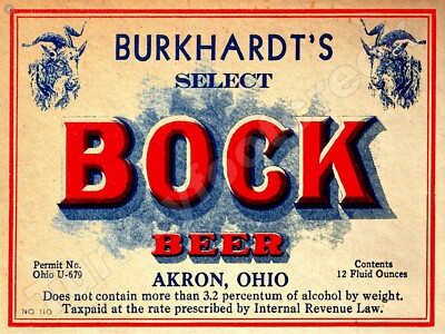 Burkhardt's Select Bock Beer Label 9'' x 12'' Metal Sign