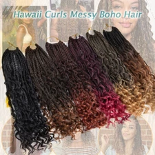 Natural Crochet As Human Hair Boho Box Braids Curls Braiding Extension Deep Wavy