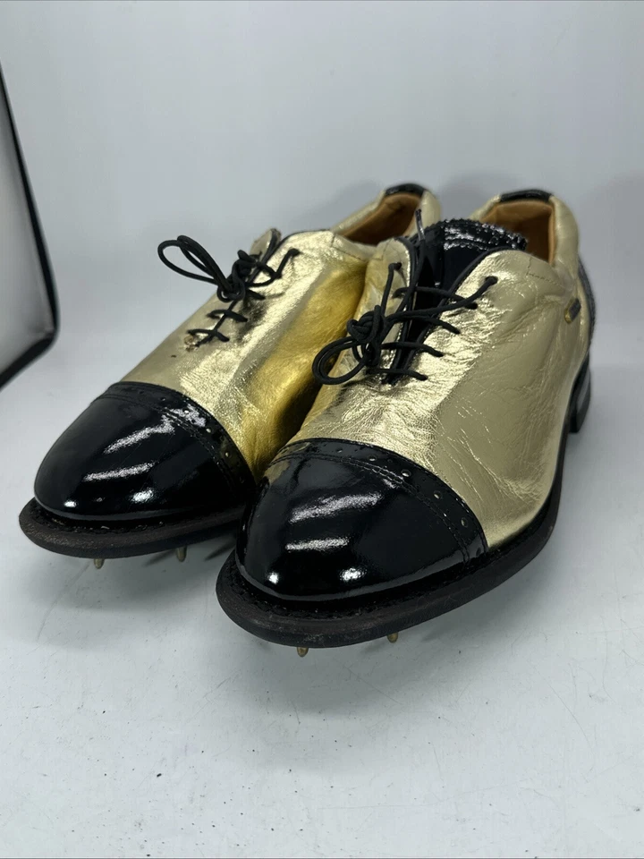 Rare McLean MC lean German Made Women’s Size 7 Golf Shoes Cleats Metallic Gold  - Image 3 of 4