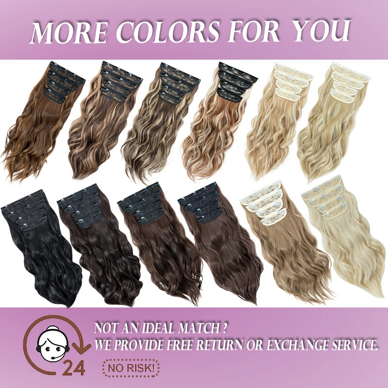 Extra THICK 4Pcs Full Head Clip In Hair Extensions Lace Weft Wave Real as Human - Image 4 of 4