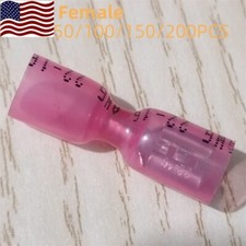 Red Heat Shrink Marine Grade Female Spade Crimp Connectors Terminals, AWG 22-18