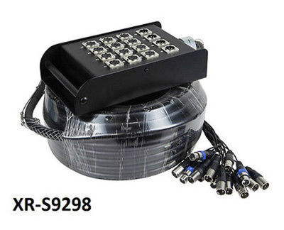 98ft (30 Meters) Heavy Duty 16-channel XLR Audio Snake Cable & 12x4 Stage Box 