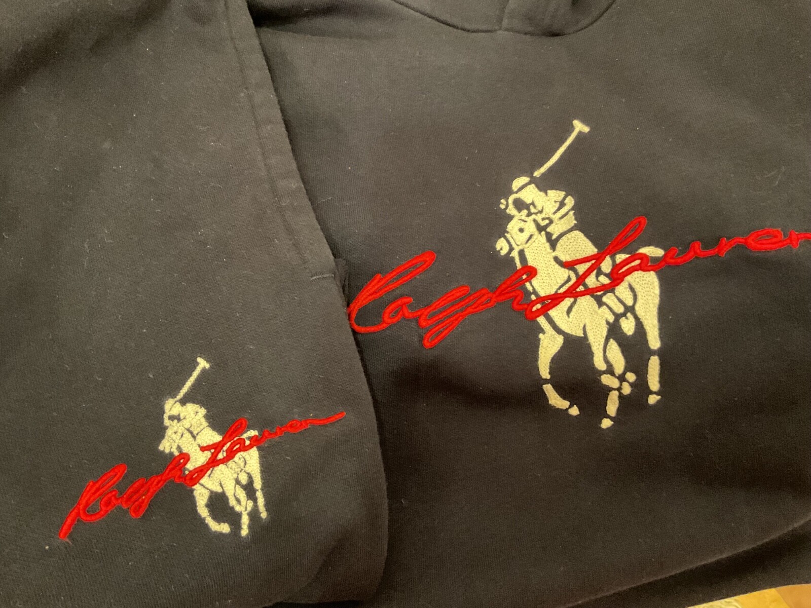 Ralph Lauren Polo Uomo Medium Big Pony Felpa con Cappuccio e Taglia Small Jogger Set Blu Navy