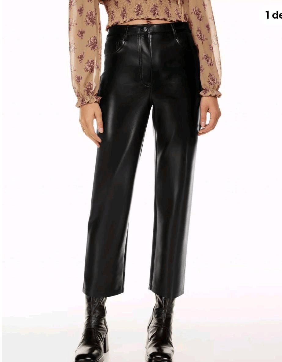 Aritzia Wilfred Melina Cropped Vegan Leather Pants High Rise Black