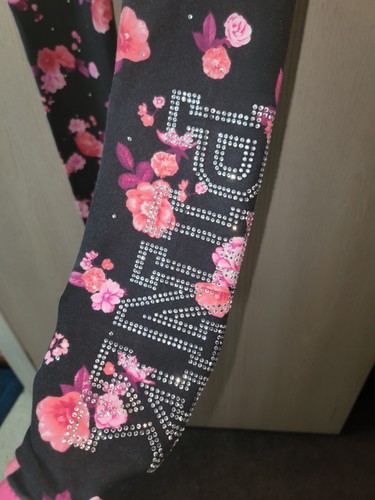 Pink By Victoria's Secret Floral Rhinestone Yoga Leggings Size Medium - Picture 2 of 10