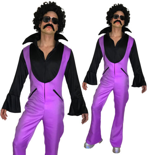 70s 80s Disco Popstar Mens Costume Saturday Disco Nights Fever Jumpsuit  purple | eBay