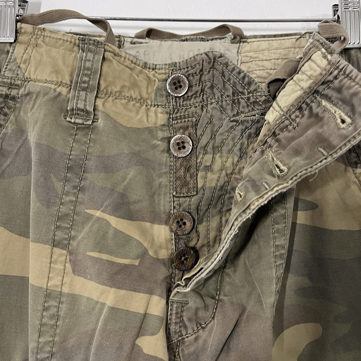 Abercrombie and Fitch パラトルーパー S ベージュ Vintage Abercrombie Fitch Pants Men's S Camo Paratrooper