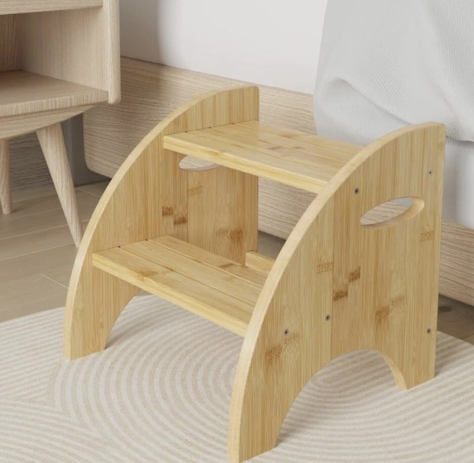 NEW Bamboo Step Stool, Kitchen & Bathroom- Kids Durable Toddlers Adults, 2 Step - Image 3 of 4