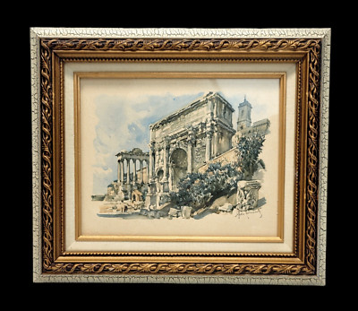 Aldo Raimondi The Arch of Septimius Severus Watercolor Art Print Framed Vintage