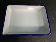 Darkroom Cesco Photo Developing Tray Enamelware White/Blue 8 X 6"
