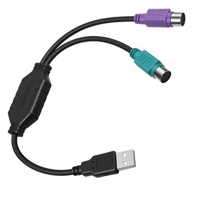 PS/2 To USB Cable Converter Adapter Dual Keyboard Mouse PC Accessories Black