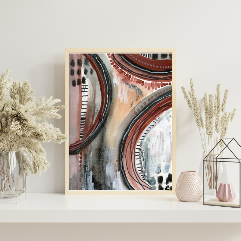 ORIGINAL PAINTING OOAK  Earth Tone Abstract Painting Watercolor and Gouache 9x12