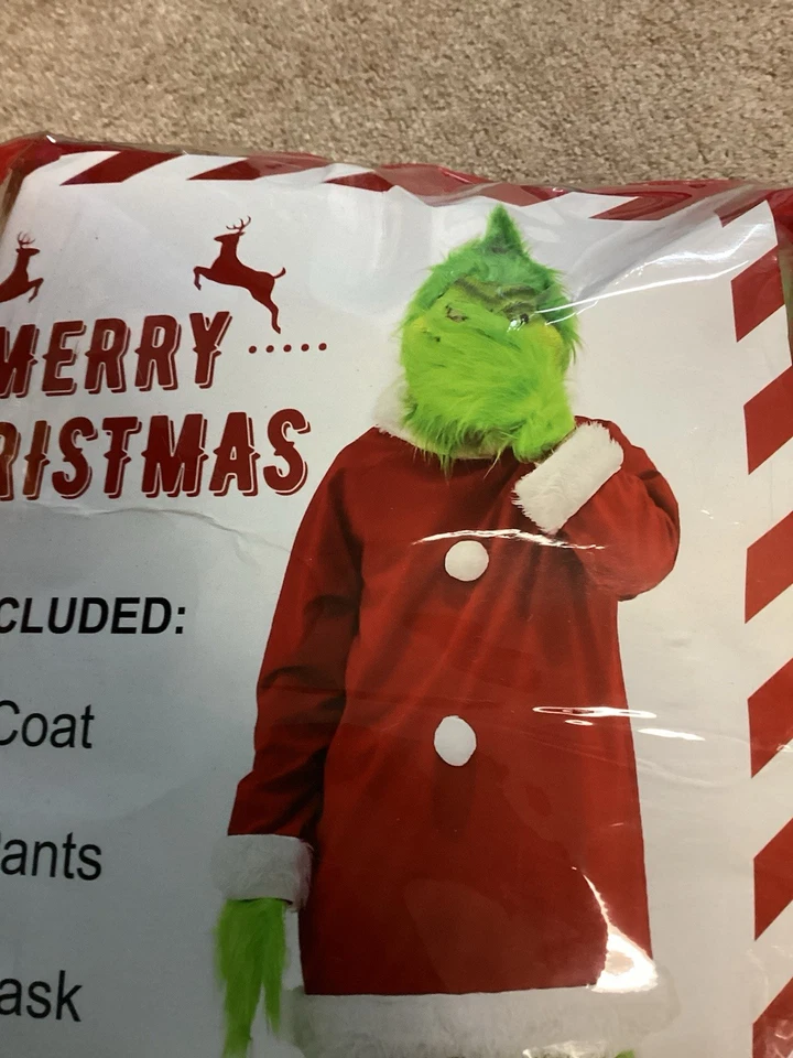 Disfraz de El Grinch Cosplay Adulto Navidad Papá Noel Talla Grande Nuevo con Etiquetas Foto 2 de 4
