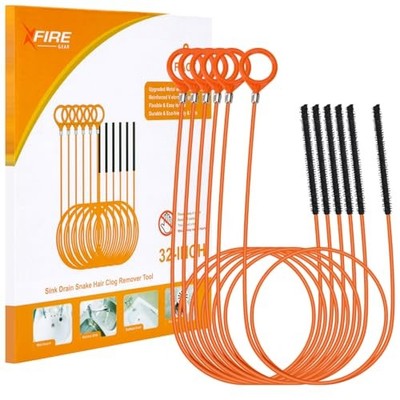 32 Inch Anti-break Metal Drain Snake, Hair Clog Remover, Drain Orange-N-32IN