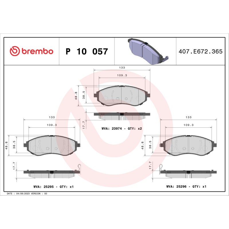 Fits BREMBO KLOCKI SZCZEKI CYLINDERKI P 10 057 BRAKE PADS FRONT ⭐UK Stock⭐ - Image 2