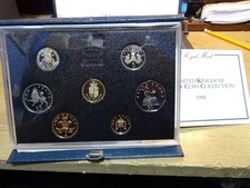 ROYAL MINT 1988 UK PROOF COIN COLLECTION BLUE CASE SET WITH COA BOXED