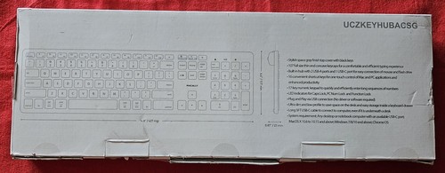 Macally Ultra Slim USB-C W/ 3 Ports Wired Keyboard for MAC WIN CHROME & MORE. - Picture 3 of 24