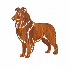 Edelrost Gartenstecker Collie Hund Deko Metall Rost Wetterfest Garten 45x30cm