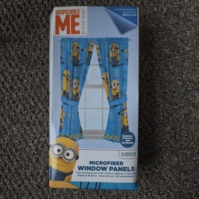Despicable Me Microfiber Window Curtains Set Of 2 Panels Minions Kids Blue