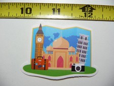 WORLD MAP WITH TRAVEL SITES SMALL STICKER DECAL VACATION TRIP VISIT MEMORIES