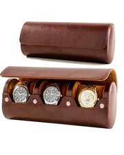 3 Watch Travel Case- Classic Leather Watch Case With Perfect Texture.Portable...
