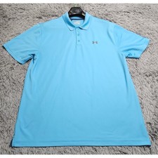 Under Armour Mens Golf Polo Shirt 2XL XXL Blue Heatgear Loose Fit Activewear