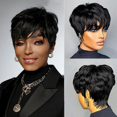 Pixie Cut Wig Human Hair Wear and Go Glueless Wigs Human  display picture 2