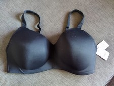 Auden Black Lightly Lined Wirefree Bra Plus Size 42DDD, Adjustable Straps
