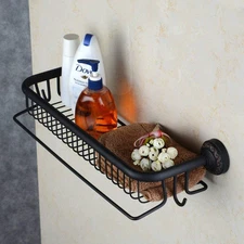 ® Wall Mounted Solid Brass Bathroom Shelf Organizer with Towel Bar,Oil Rubbed Br