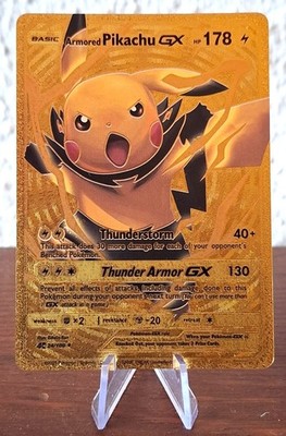 Pokemonkarte PIKACHU Thunder Amor GX 130,24/100-Goldfolie-engl.-Sammlerstück NM
