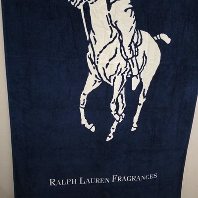 Ralph Lauren Polo Beach Towel Navy White Horse Logo Fragrances