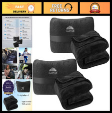 2-Pack Mini Soft Plush Travel Blanket Pillow Combo - Black, Cozy Compact