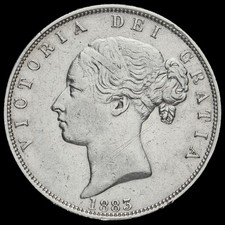 1883 Queen Victoria Young Head Silver Half Crown, GVF+