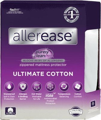 AllerEase Ultimate Allergy Protection and Comfort Zippered Mattress Protector, Q