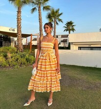 Zimmermann Jude Lace Tiered Midi Dress Size 2 / AU 12 / US 8 Stripe Belted