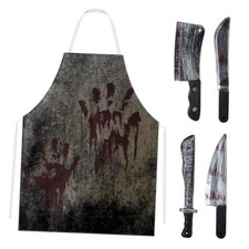 5 Pcs Halloween Butcher Costume Set Costumes Scary Set - 4 Plastic Fake