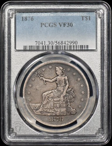 1876 Trade Silver Dollar $1 PCGS VF30 - Original Coin!