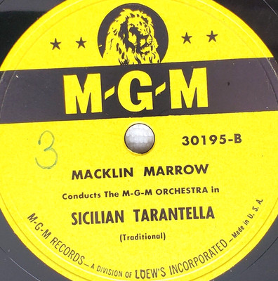MACKLIN MARROW  Sicilian Tarantella 78 METROLITE 1951 MGM 30195 VG