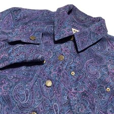 Renfrew Women's Size 8 Blue Purple Paisley Button Up Blazer Jacket Boho USA