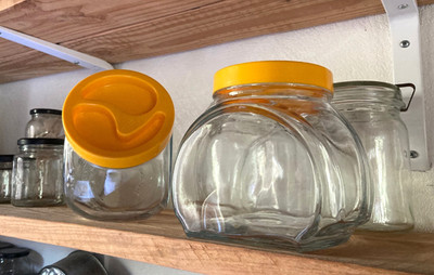 2er Set Pasabahce Glas Gläser Kunststoffdeckel gelb - Made in Italy