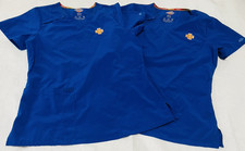 Dickies EDS Essentials Scrub Tops Lot Of 2 Women Med 4 Way Stretch Blue New Con