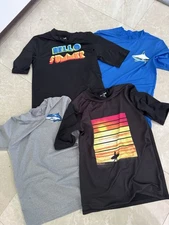 Lot Of 4 Youth XL (16) Boys Swim Shirts Rash Sun Guard Surf Shark Summer